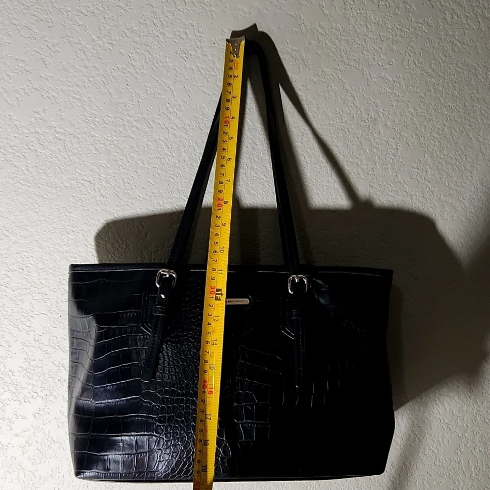 Dana Bachman Purse faux animal print zebra inside tote purse bag black